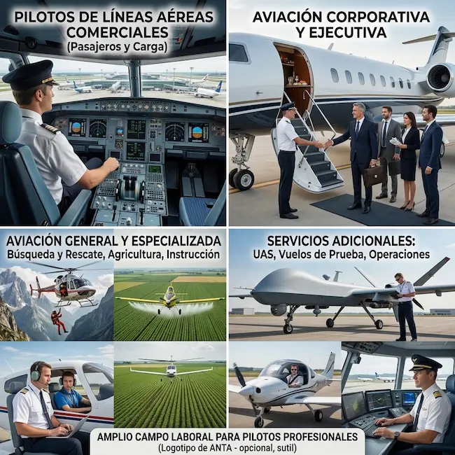Campo laboral del piloto aviador — Aerocapacitación ANTA